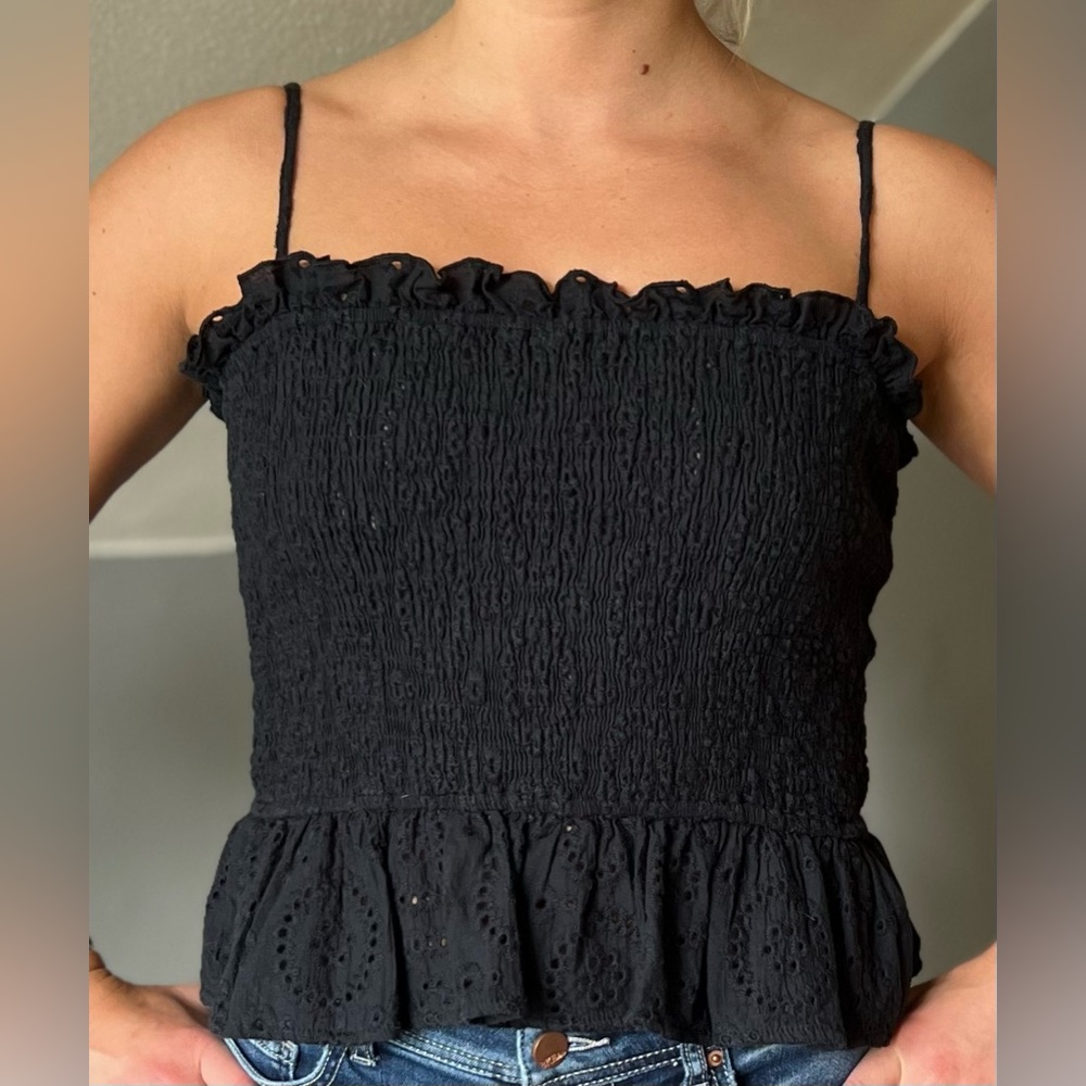 LuLus Black Peplum Sleeveless top! Size M!